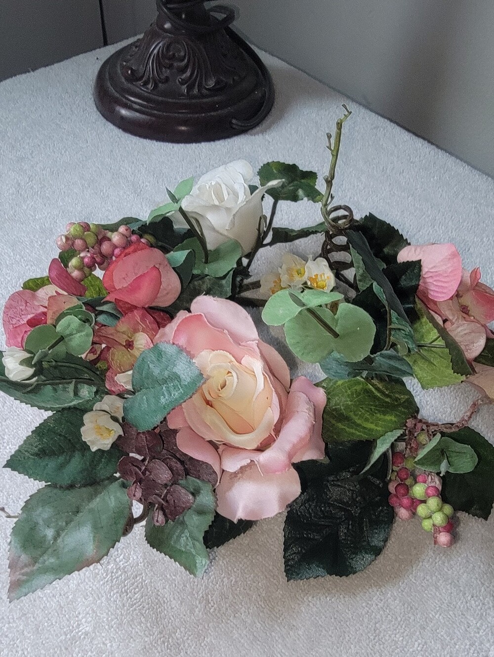 Artificial Pink and White Rose Floral Arrangement - Home Accents